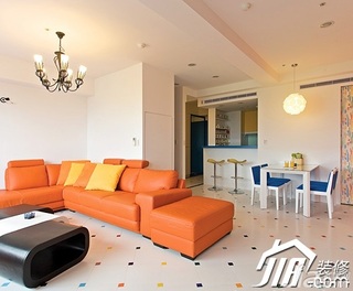 三居室橙色5-10万客厅沙发效果图