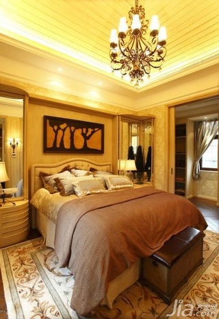 欧式风格别墅温馨卧室卧室背景墙床效果图