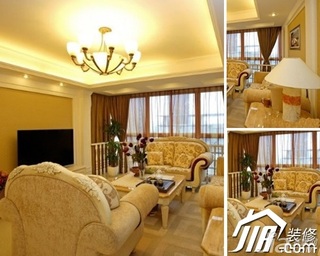 欧式风格公寓浪漫暖色调富裕型100平米客厅沙发图片