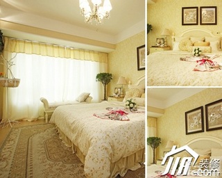 欧式风格公寓浪漫富裕型100平米卧室卧室背景墙床效果图
