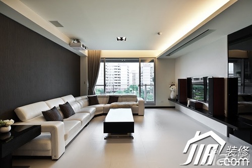 经济型装修,公寓装修,100平米装修,简约风格,沙发,茶几,窗帘,客厅