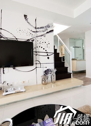 简约风格公寓富裕型100平米电视背景墙设计图纸