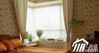 地中海风格公寓唯美经济型120平米卧室飘窗壁纸效果图