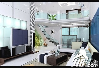 简约风格公寓简洁富裕型100平米客厅楼梯沙发效果图