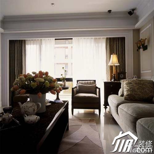 110平米装修,经济型装修,5-10万装修,欧式风格,公寓装修,装饰画,沙发,茶几,窗帘,客厅