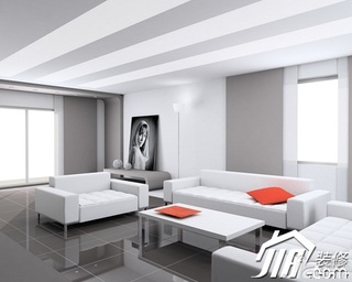 简约风格别墅白色豪华型客厅沙发效果图