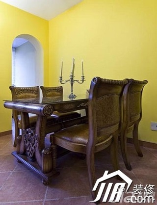 东南亚风格公寓黄色富裕型90平米餐厅餐桌图片