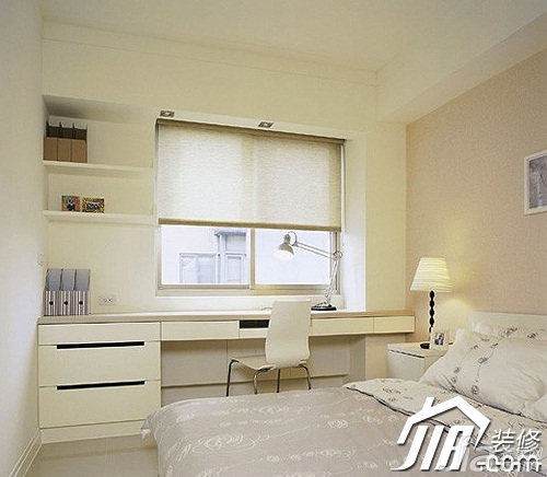 简约风格,富裕型装修,100平米装修,公寓装修,卧室,简洁,床,书桌,窗帘,灯具