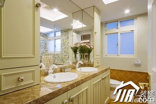 美式风格公寓简洁富裕型120平米卫生间洗手台婚房家装图片