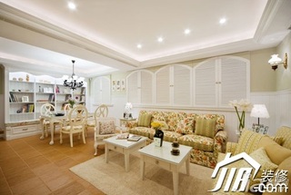美式风格公寓温馨富裕型120平米客厅沙发婚房家装图