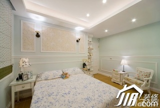 美式风格公寓简洁富裕型120平米卧室卧室背景墙床婚房家装图片