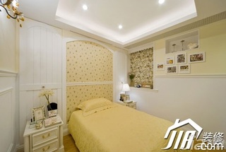 美式风格公寓简洁富裕型120平米卧室卧室背景墙床婚房家装图