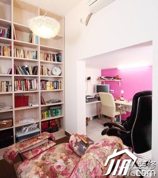 混搭风格一居室40平米书房书架图片