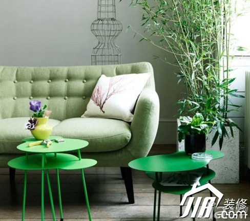 公寓装修,100平米装修,经济型装修,简约风格,客厅,沙发,茶几,绿色,小清新