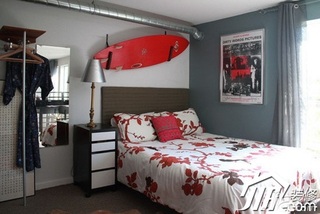 混搭风格复式卧室卧室背景墙床效果图