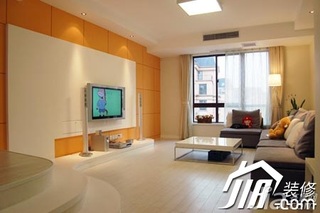 简约风格公寓富裕型130平米客厅电视背景墙沙发效果图