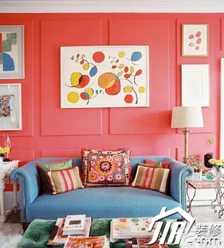 简约风格公寓红色经济型80平米客厅沙发效果图