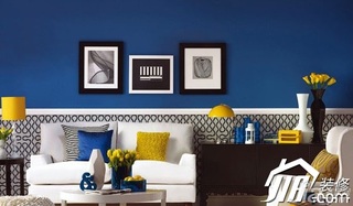 简约风格公寓蓝色经济型80平米客厅沙发图片
