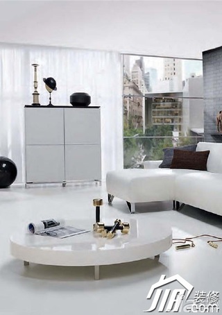 简约风格公寓简洁白色经济型60平米客厅茶几图片