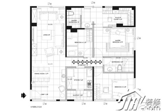 新古典风格三居室120平米设计图