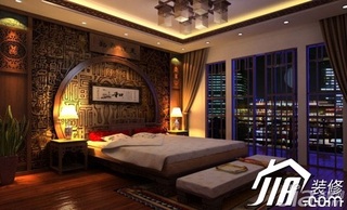 中式风格别墅舒适豪华型卧室床图片