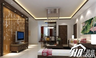 中式风格别墅豪华型客厅电视背景墙沙发图片