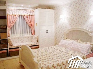 田园风格小户型温馨经济型50平米卧室床图片