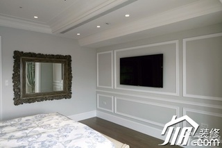 新古典风格别墅简洁豪华型卧室电视背景墙床效果图