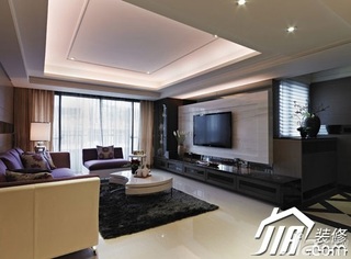 新古典风格公寓大气富裕型130平米客厅电视背景墙沙发效果图