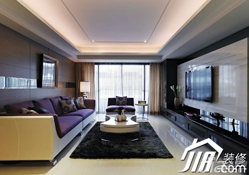 公寓装修,130平米装修,富裕型装修,新古典风格,客厅,大气,沙发,茶几,窗帘,灯具,电视背景墙,沙发背景墙