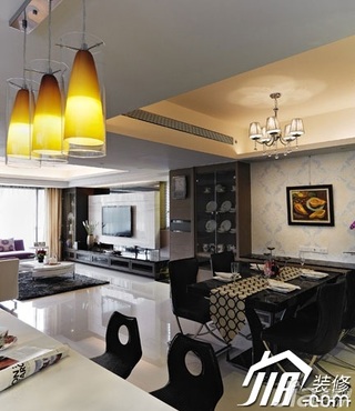 新古典风格公寓大气富裕型130平米厨房餐厅背景墙灯具效果图