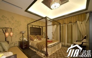 中式风格公寓经济型120平米卧室床效果图