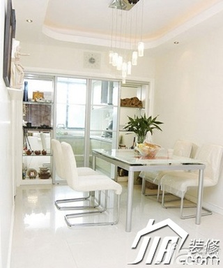 混搭风格三居室白色富裕型100平米餐厅餐边柜效果图
