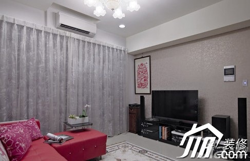 小户型装修,经济型装修,3万-5万装修,简约风格,客厅,窗帘,装饰画,电视柜
