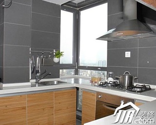 混搭风格小户型简洁原木色富裕型70平米厨房橱柜订做