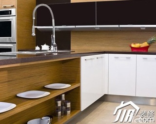 混搭风格小户型简洁原木色富裕型70平米厨房橱柜定做