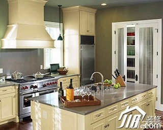 混搭风格小户型简洁米色富裕型70平米厨房橱柜设计图