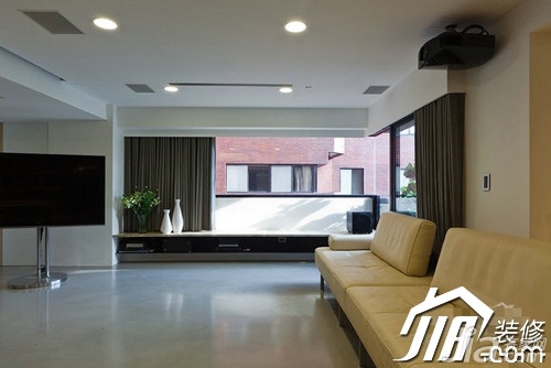 公寓装修,富裕型装修,东南亚风格,客厅,黄色,简洁,沙发,窗帘,地台