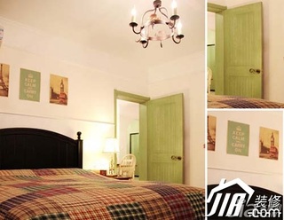美式风格公寓简洁富裕型100平米卧室卧室背景墙床婚房家装图片