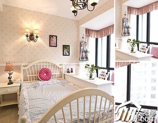 美式风格公寓浪漫富裕型100平米卧室卧室背景墙床婚房设计图纸