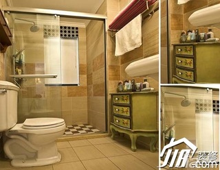 美式风格公寓简洁富裕型100平米卫生间洗手台婚房家装图片