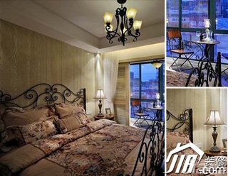 美式风格公寓简洁富裕型100平米卧室床婚房平面图