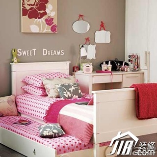 混搭风格公寓粉色5-10万80平米卧室床图片