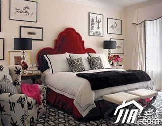 混搭风格公寓浪漫豪华型70平米卧室卧室背景墙床图片