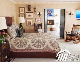 混搭风格公寓舒适豪华型70平米卧室卧室背景墙床效果图