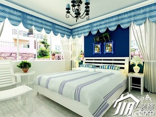 地中海风格公寓舒适5-10万卧室卧室背景墙床效果图