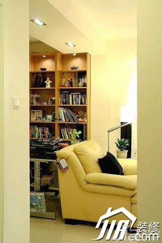 简约风格小户型富裕型90平米客厅书架图片