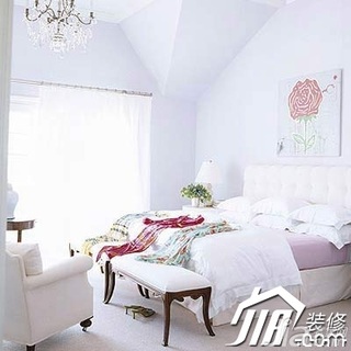 欧式风格公寓简洁白色经济型70平米卧室床图片