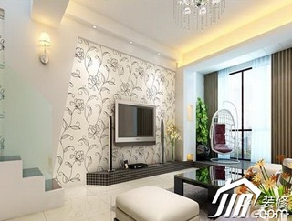 简约风格公寓简洁3万-5万80平米客厅电视背景墙茶几图片