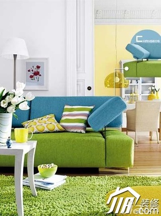 混搭风格公寓小清新绿色经济型80平米客厅沙发效果图